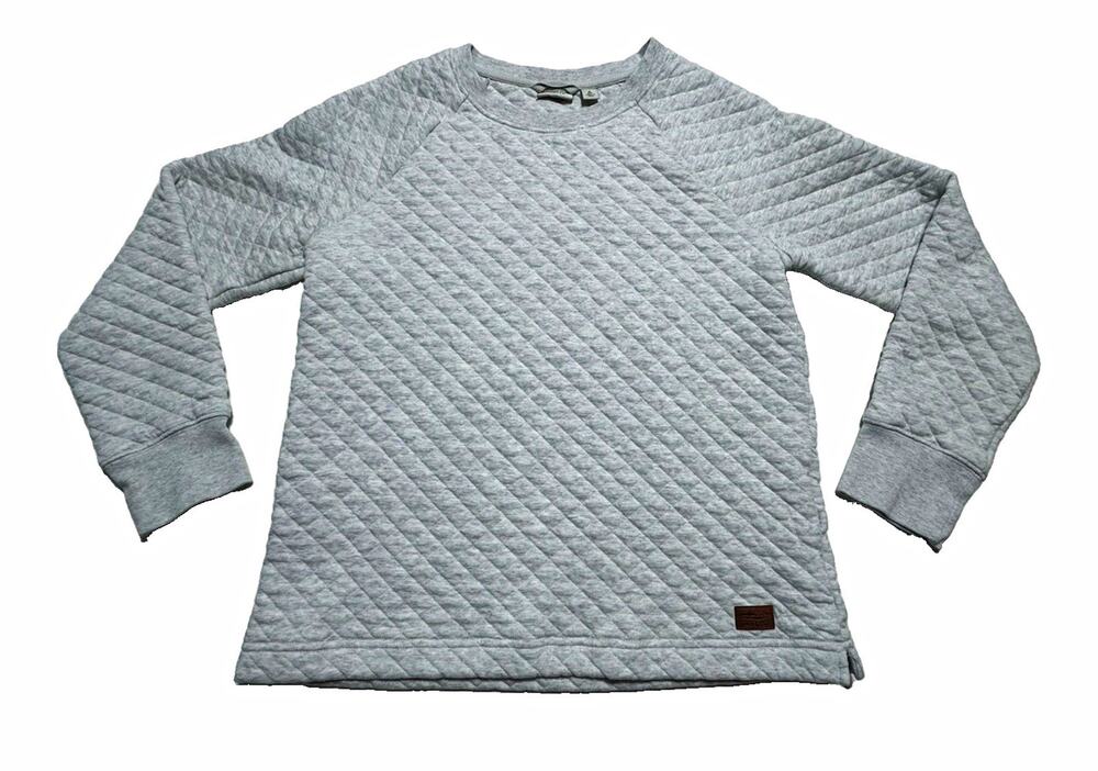 L.L.Bean Women’s S Gray Quilted Crew Neck Pullover Sweatshirt Long Sleeve 523196